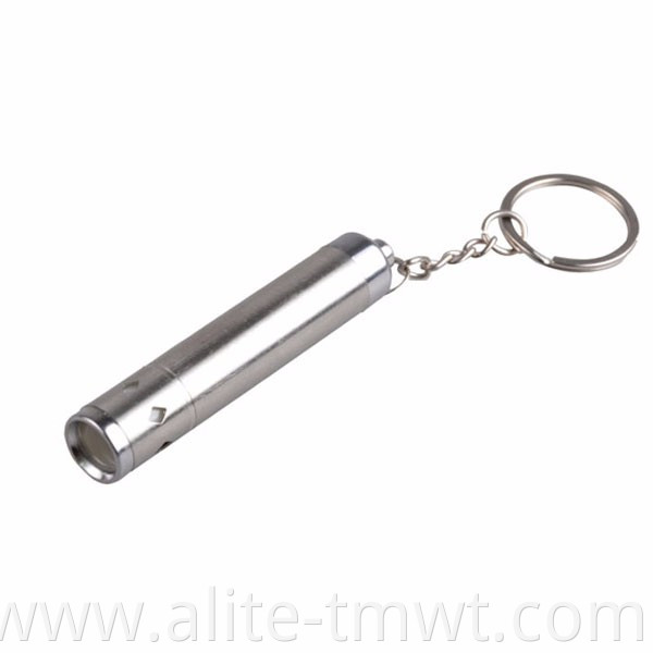 Stainless Steel AAA Battery LED Small Flashlight with Key Chain